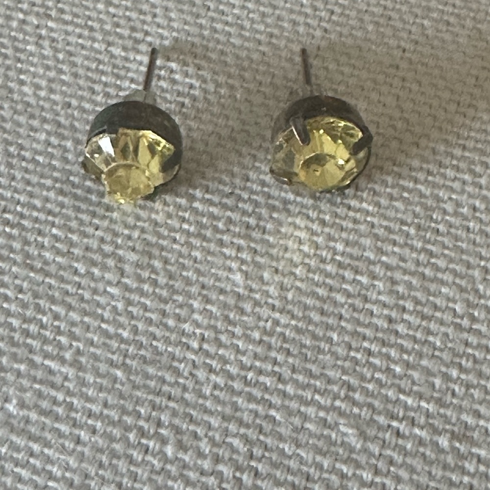 Yellow stone in bronze setting earrings